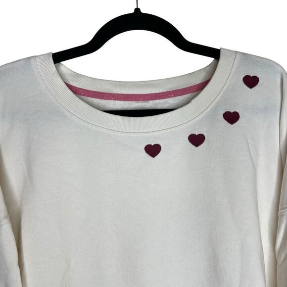Lou & Grey Oversized Cream Heart Sweatshirt Pullover Embroidered Hearts XXL - Picture 2 of 10